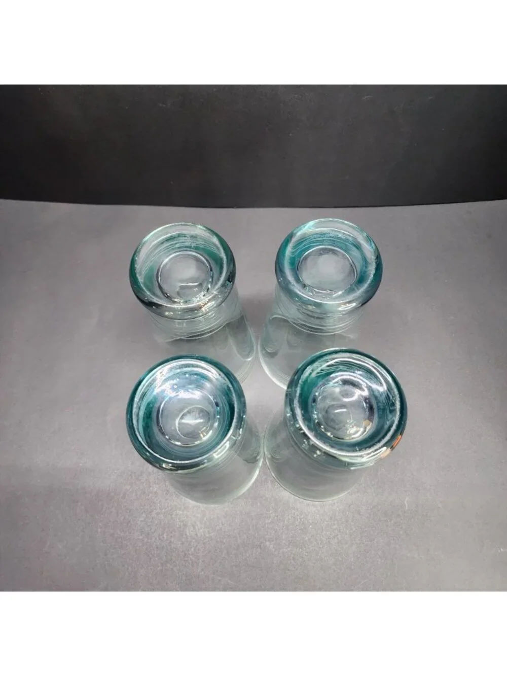 Vintage Icy Blue Etched Banded Glasses Tumbler 7